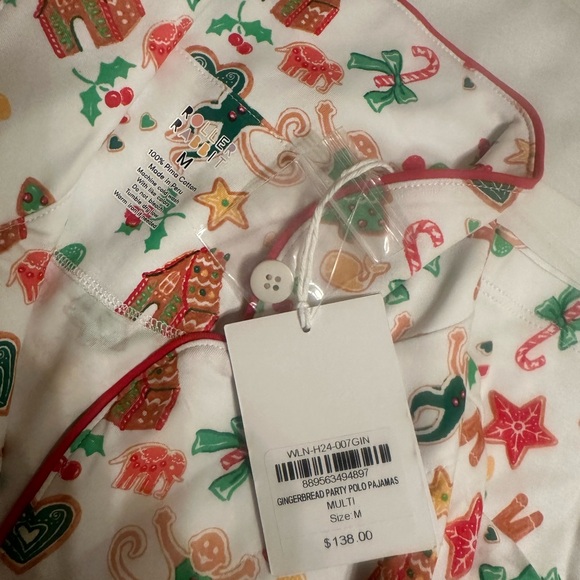Roller Rabbit Gingerbread Party Holiday Christmas Polo Pajamas Size MEDIUM NWT - Picture 5 of 5